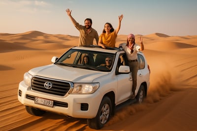 Adventurers enjoying a desert safari in Dubai Adventurers enjoying a desert safari in Dubai